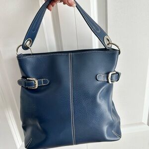 Classic Navy Shoulder Bag with Silver Buckle Accents TOMMY HILFIGER